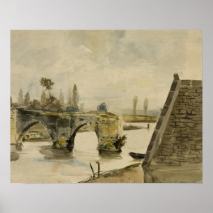 Affiche Eugene Delacroix - The Old Bridge at Nantes