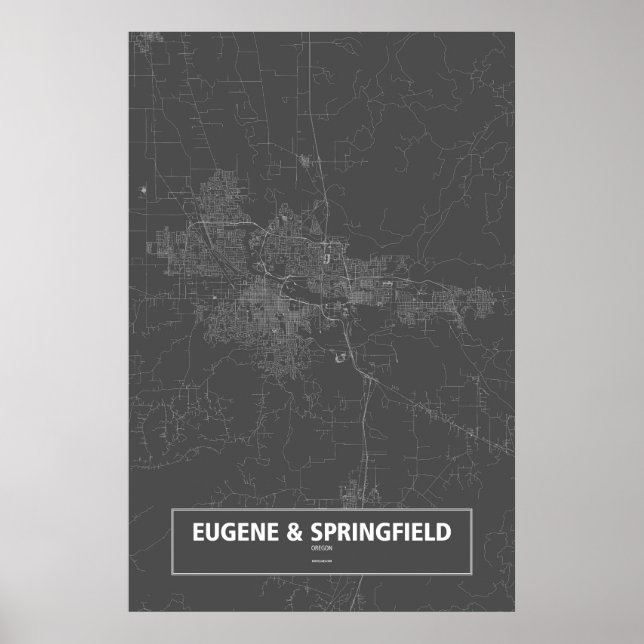 Affiche Eugene & Springfield, Oregon (white on black) (Devant)