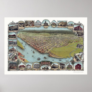 Affiche Eureka, CA Carte panoramique - 1902