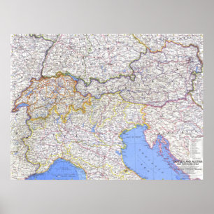 Affiche " Europa : 1965/heute - Karte der Alpenländer ...