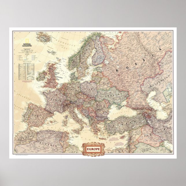 Affiche " Europa : 2008/heute - Detaillierte Landkarte (Devant)