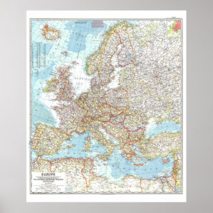 Affiche " Europe : 1957 Carte détaillée ...