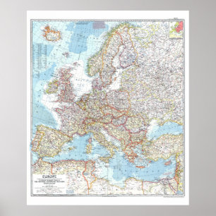 Affiche " Europe : 1957 - Carte d'histoire détaillée ...