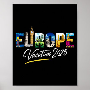 Affiche Europe 2025 Souvenir de vacances en famille Voyage