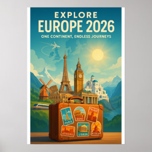 Affiche EUROPE 2026 — Un continent, des voyages sans fin
