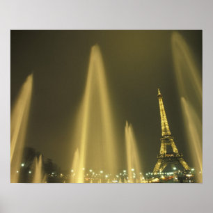 Affiche Europe, France, Paris, Tour Eiffel, soirée