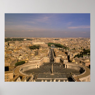 Affiche Europe, Italie, Rome, Le Vatican. Vue de St.