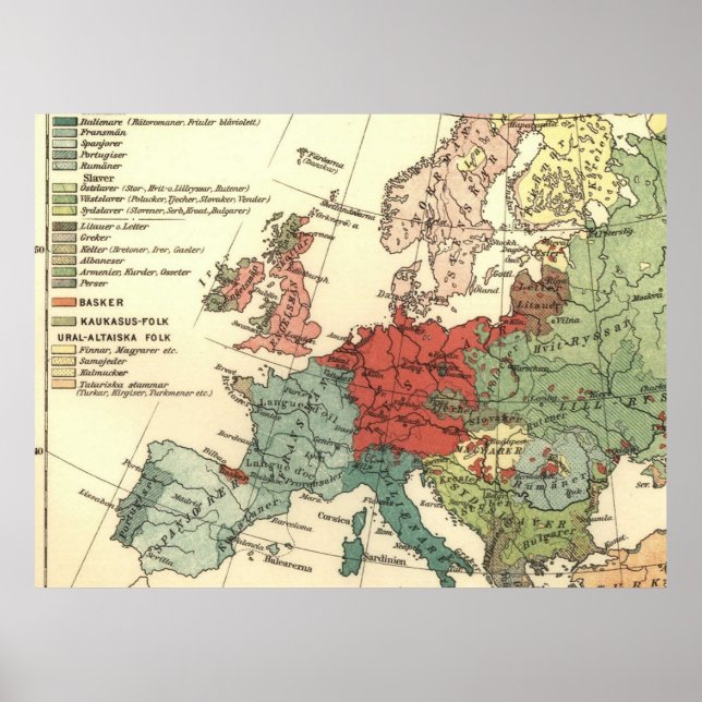 Affiche Europe Map Countries World Antique (Devant)