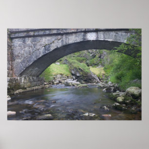 Affiche Europe, Norvège. Pont de pierre en route pour Berg