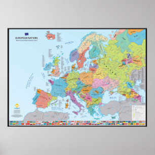 Affiche "European Nations" Carte des nations (en anglais)