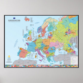 Affiche "European Nations" Carte des nations (en anglais)