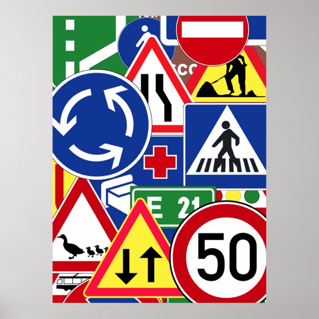 Affiche European Traffic Signs Collage (Devant)