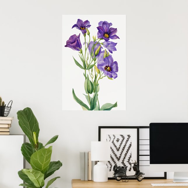 Affiche Eustoma Russelianum, Fleurs Violettes, (Bureau à domicile)