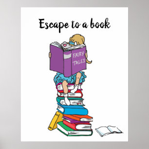 Affiche Évadez-vous vers un livre conte de fées lecture fi