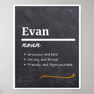 Affiche Evan, Garçon Nom Personnalisé Définition