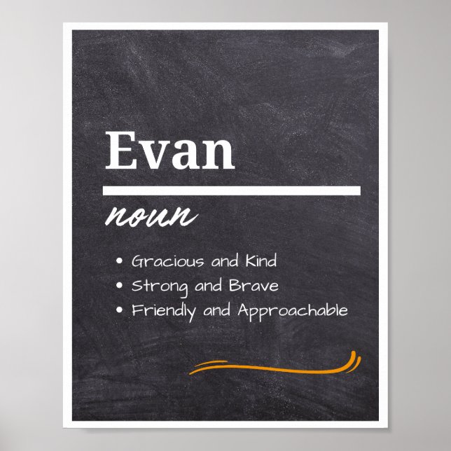 Affiche Evan, Garçon Nom Personnalisé Définition (Devant)