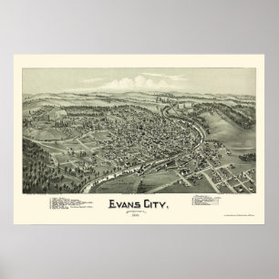Affiche Evans City, PA Carte panoramique - 1900