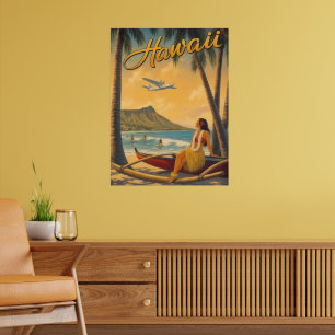 Affiche Évasion Aloha de la fille Hula Hawaïenne vintage P