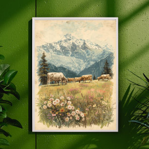 Affiche Évasion Alpine - Campagne Suisse Vintage