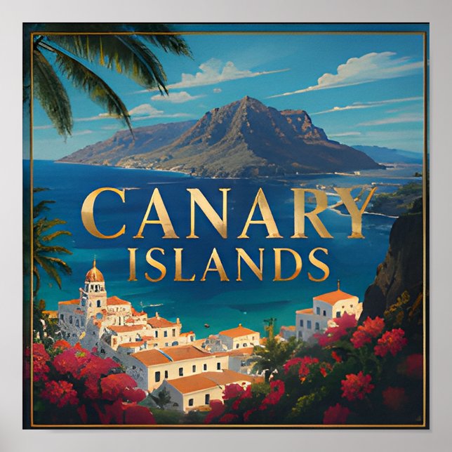 Affiche Évasion Côtière des Îles Canaries Vues Tropicales  (Devant)