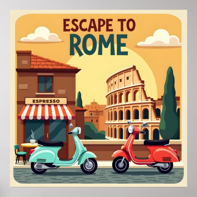Affiche Evasion vers Rome : Vintage voyage rétro (Devant)