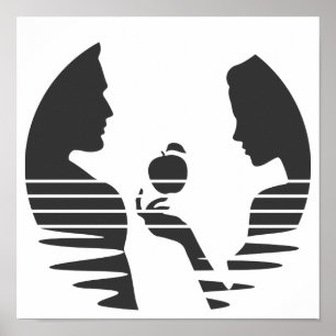 Affiche Eve Met Une Pomme À Adam, Noir Version 1/3