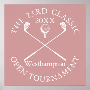 Affiche Événement Classique de Tournoi de Golf Signe Rose