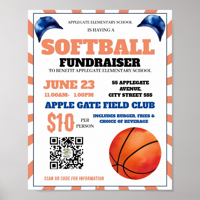 Affiche événement de basket-ball collecte de fonds école a (Devant)