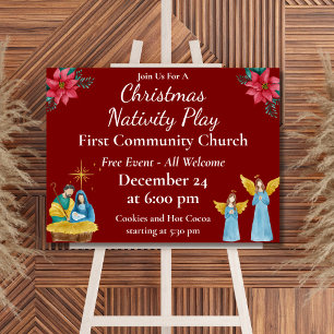 Affiche Événement festif de Noël de l'église rouge promo