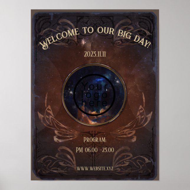 Affiche Événement médiéval vieux livre magicien imaginaire (Devant)