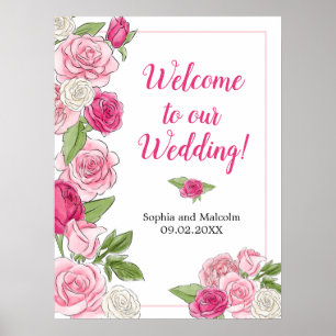 Affiche Événement spécial fête de roses aquarelles