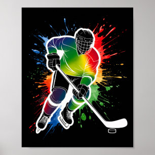 Affiche Éventail de hockey sur glace coloré joueur Tie Dye