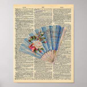 Affiche Éventail français vintage sur un dictionnaire vint