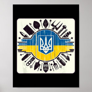 Affiche Éventail ukrainien vintage Bynner Drapeau de l'Ukr
