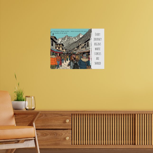 Affiche Everest Himalayan Village Market Art de Voyage  (Salon 2)