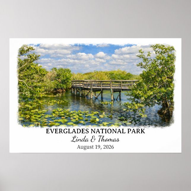 Affiche Everglades National Park Florida, Watercolor (Devant)