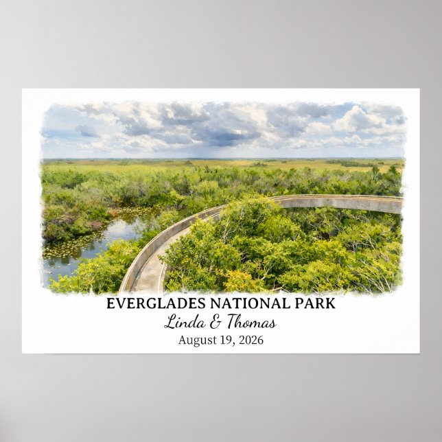 Affiche Everglades National Park Florida, Watercolor (Devant)