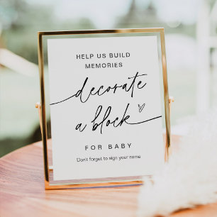 Affiche EVERLEIGH décorer un bloc Baby shower Jeu panneau