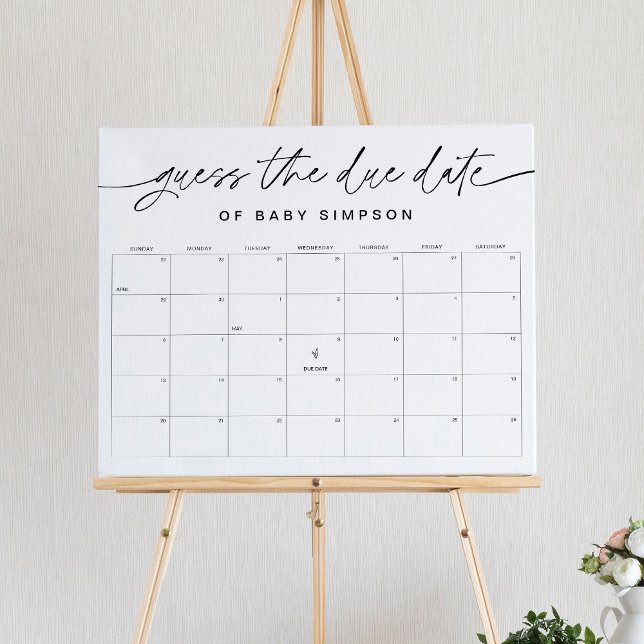 Affiche EVERLEIGH Devis Date d'échéance Baby shower Jeu 16 (Créateur téléchargé)