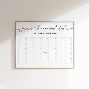 Affiche EVERLEIGH Guess the Arrival Date Baby shower 16x20