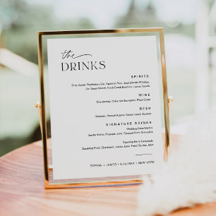 Affiche EVERLEIGH Mariage Boire Cocktail Menu Signe