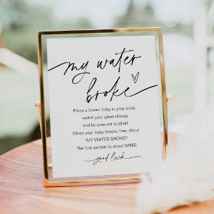 Affiche EVERLEIGH My Water Broke Baby shower Jeu SIGNE