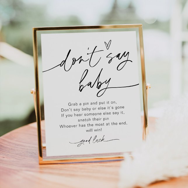 Affiche EVERLEIGH ne pas dire Baby Game Sign (Créateur téléchargé)