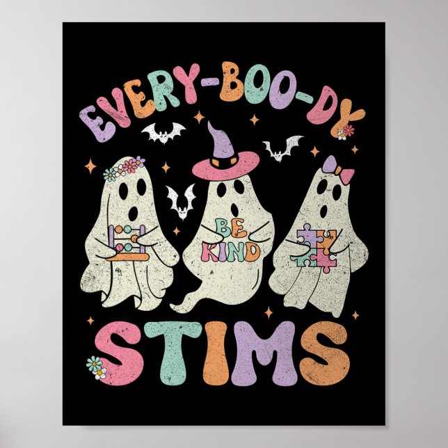 Affiche Every-boo-dy Stims Drôle Autisme Fantôme Halloween (Devant)