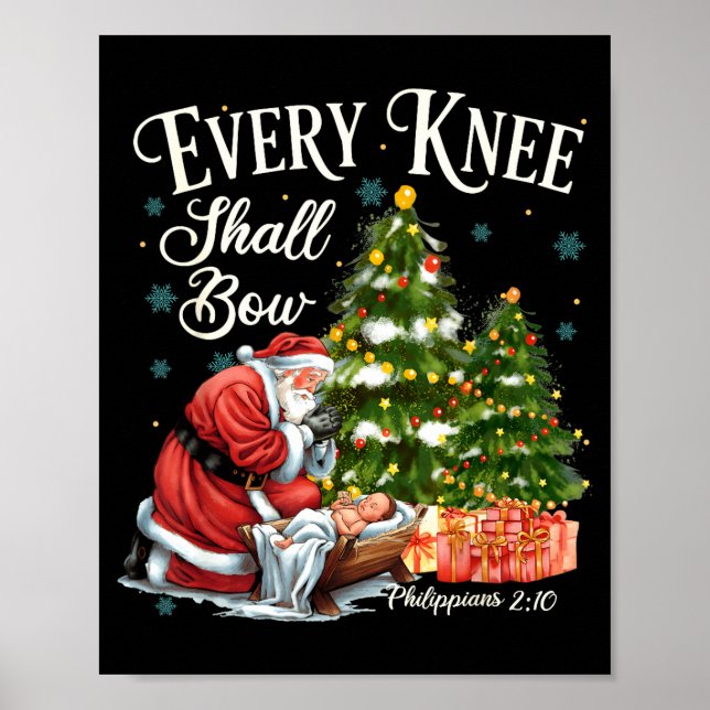 Affiche Every Knee Shall Bow Santa Christmas Nativity Scen (Devant)