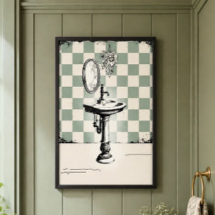 Affiche Évier sur piédestal antique Ésthétique Salle de ba