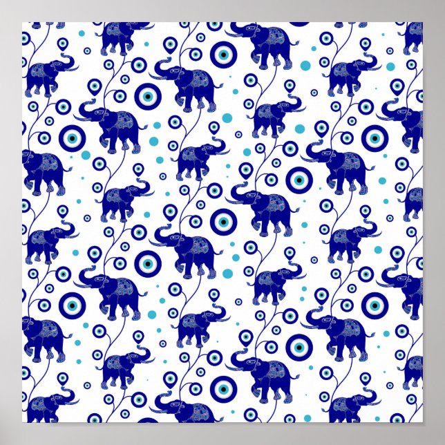 Affiche Evil Eye Elephant Bonne chance amulet motif (Devant)