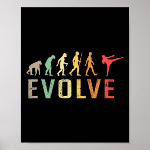 Affiche Évolution de kickboxing Muay-thai Design drôle vin