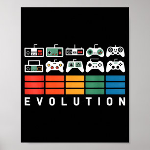 Affiche Évolution de la manette de jeu vidéo 80s 90s Retro