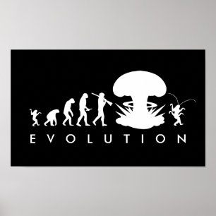 Affiche Evolution de l'homme et du cafard amusant Graphiqu